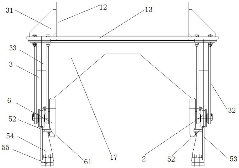 Large-span rack movable type rolling mill drag chain device