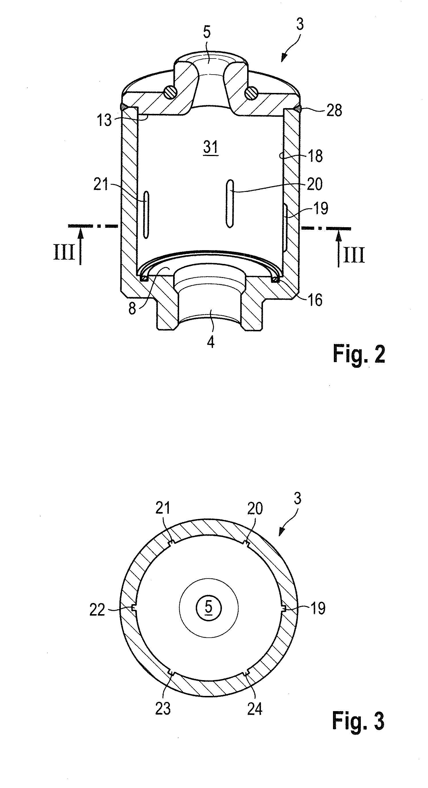 Residual pressure holding valve and suspension strut