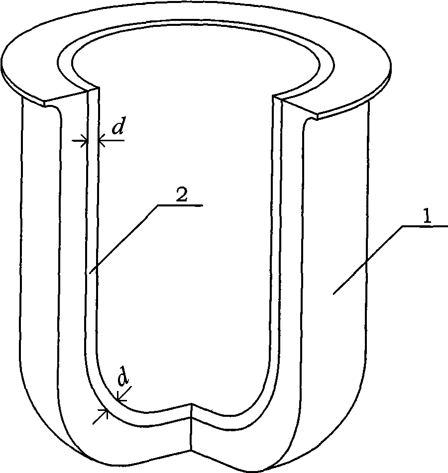 Crucible with Y2O3 anti-corrosion coating and method for producing Y2O3 anti-corrosion coating by slip-casting shaping process