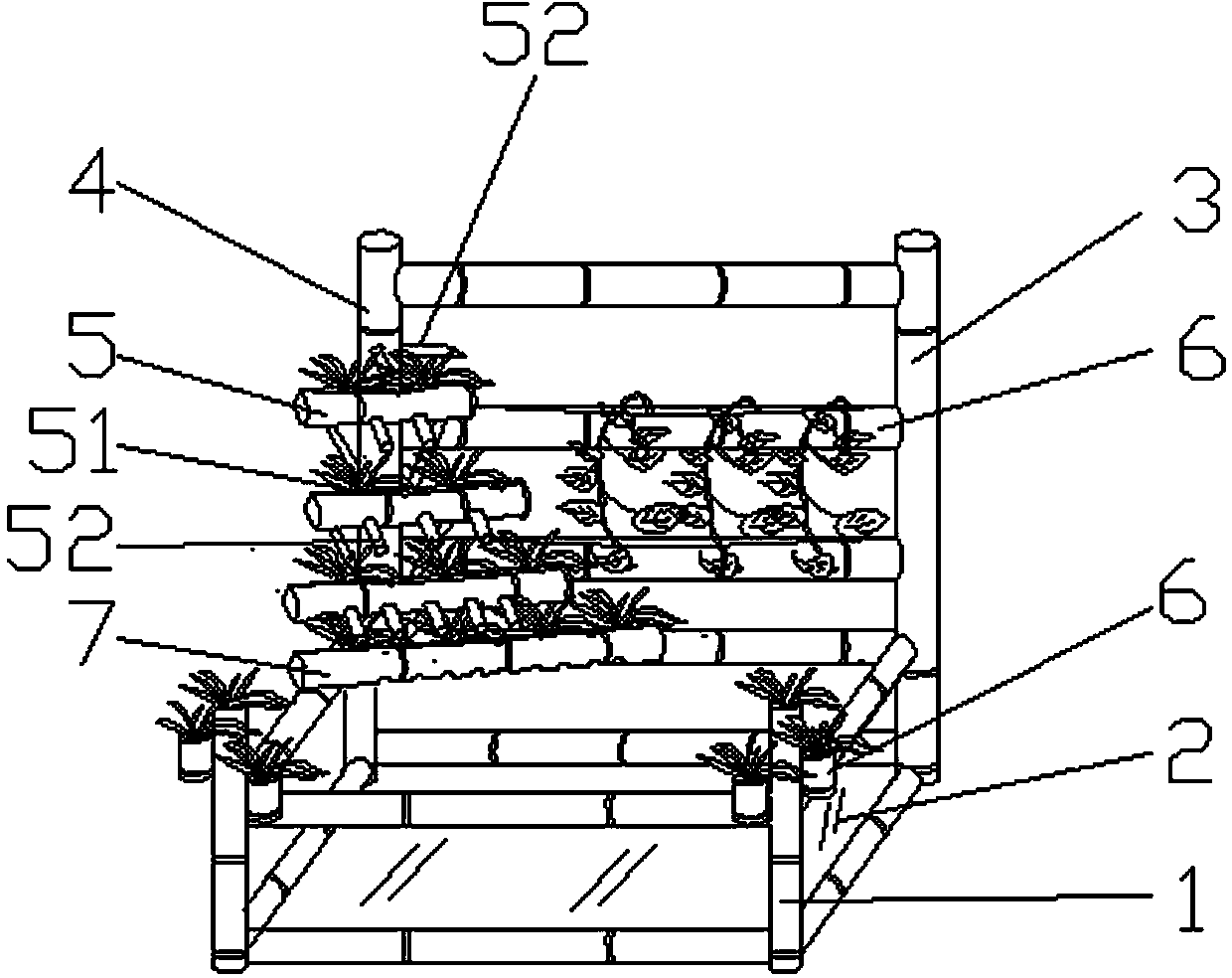 Aquarium with running water landscape and stereoscopic gardening model