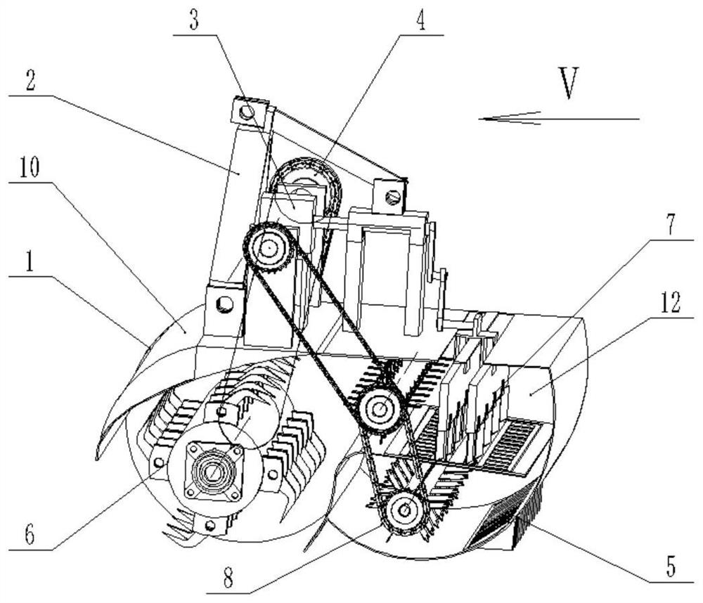 A reciprocating multi-directional straw chopping and pulverizing device with length screening function