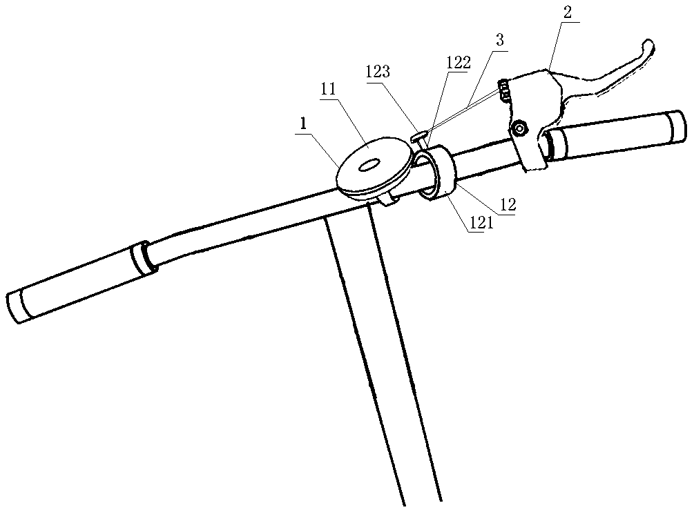 Brake handle hammer type bicycle bell