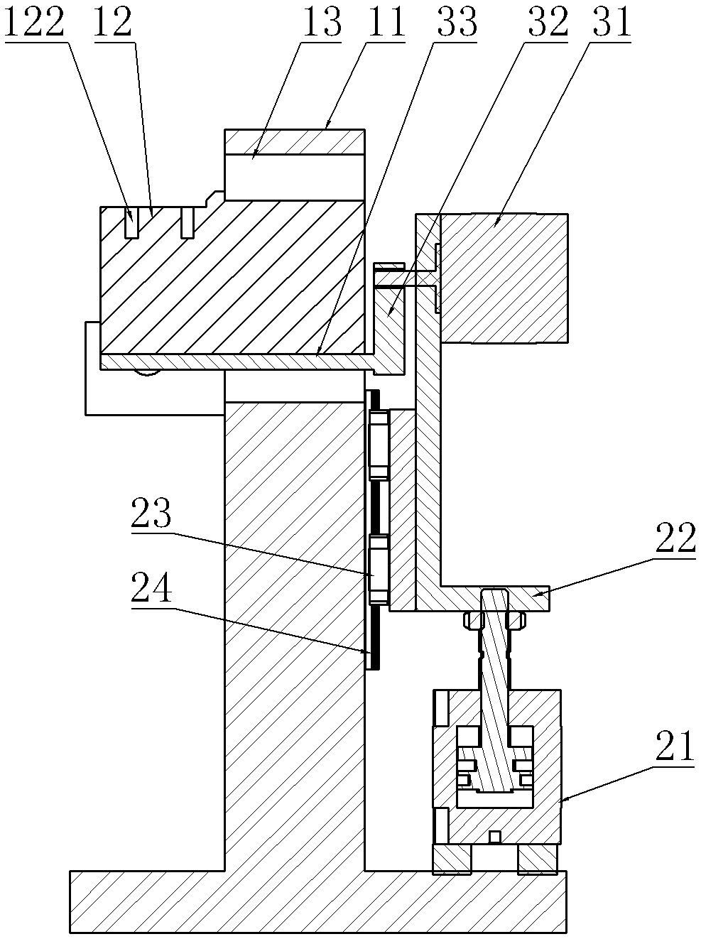 The device used for the positioning of the second roll of the steel strip