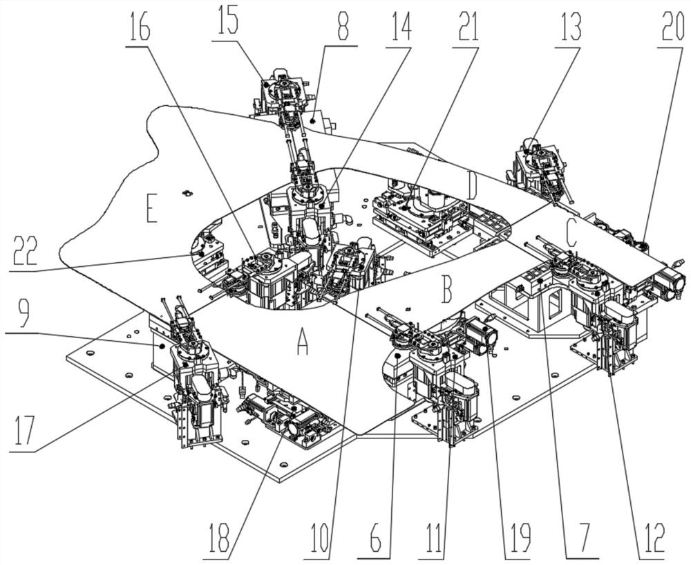 Automatic assembling clamp for automobile door ring tailored blank laser welding steel plates and operation method