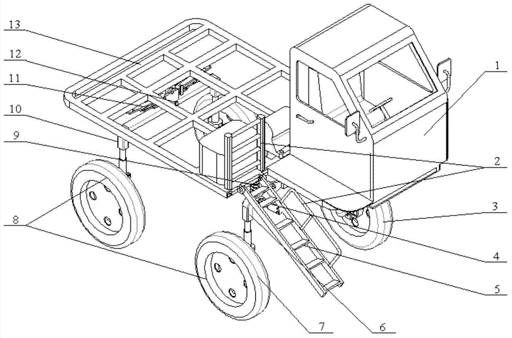 Chassis with adjustable transverse wheel tread and adjustable ground clearance and adjusting method of chassis