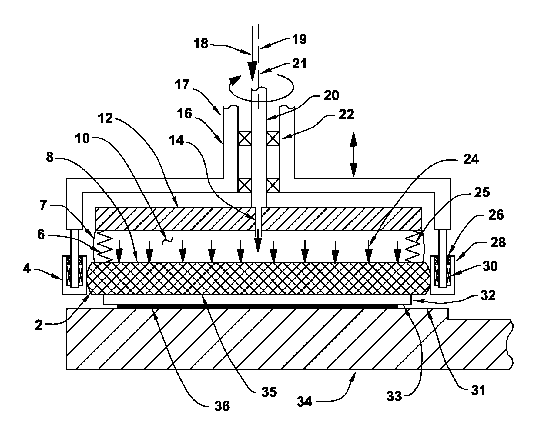 Bellows driven floatation-type abrading workholder