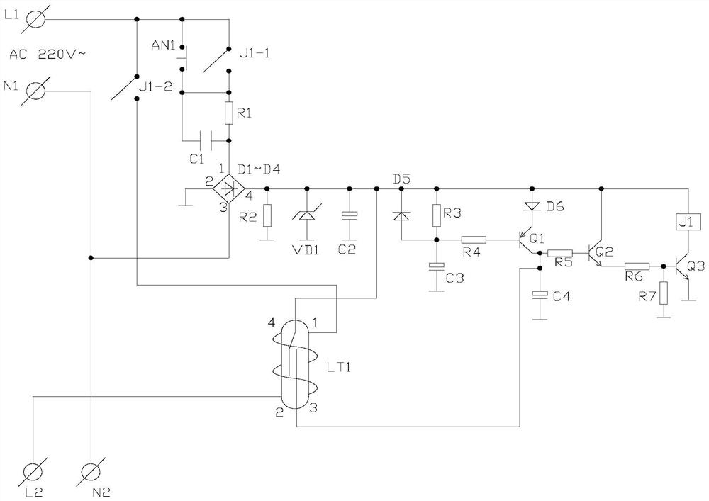 A wall-mounted air conditioner zero-power standby socket circuit with a remote control box