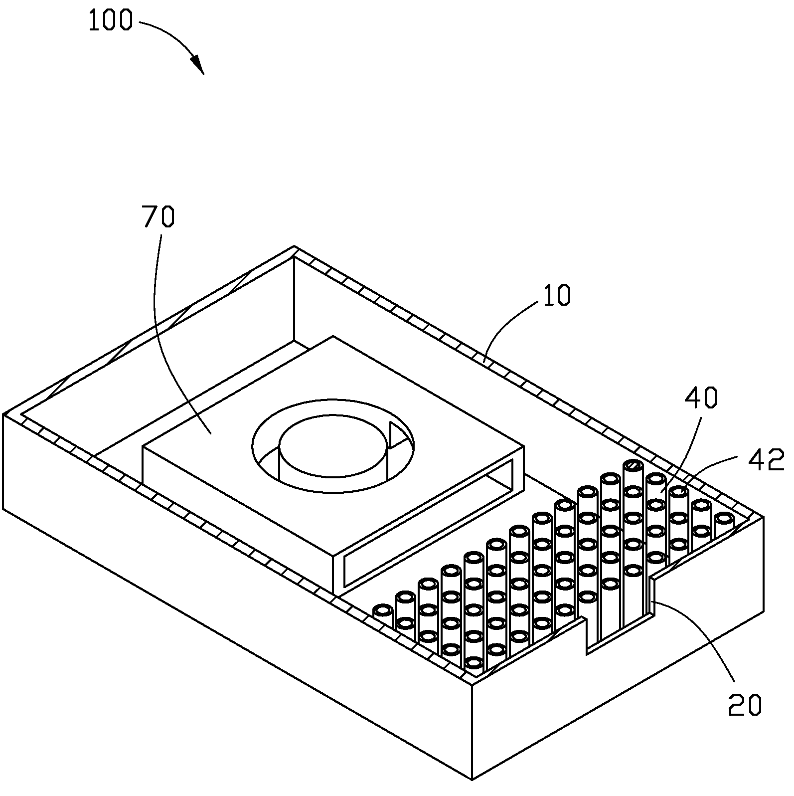 Electronic device with phononic crystal structure