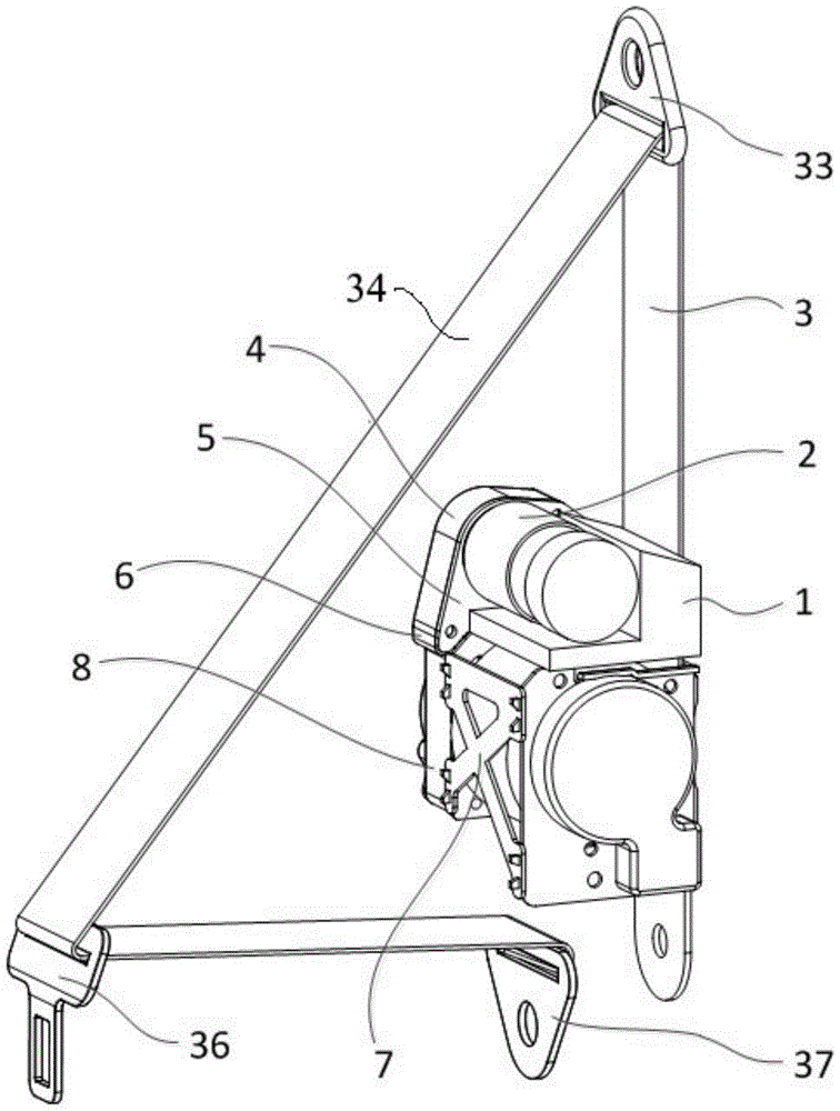 A kind of active pretensioning safety belt of automobile