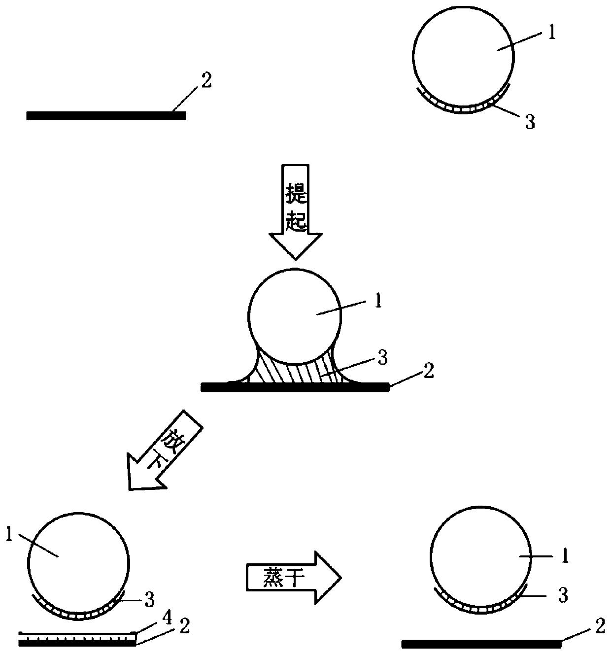 Transfer printing method and transfer printing head based on liquid capillary force and surface tension