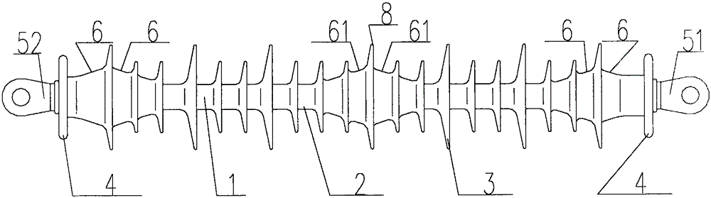 Composite insulator resistant to lightning strike