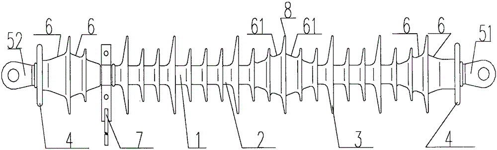 Composite insulator resistant to lightning strike