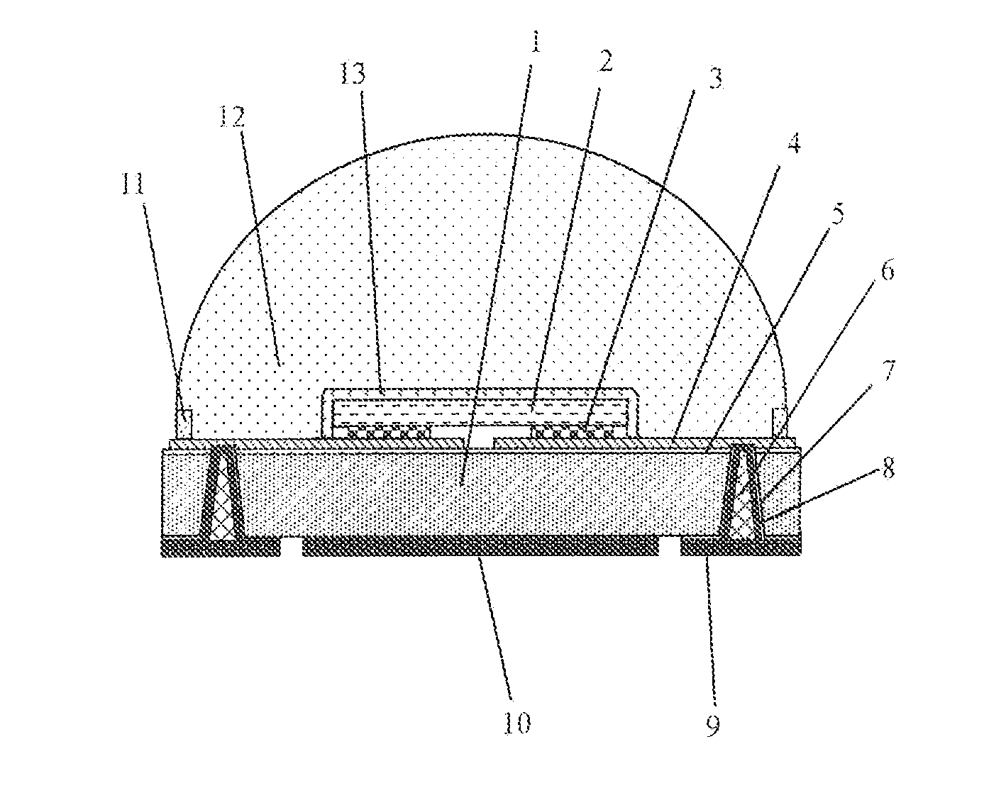 Surface mounted LED packaging structure and method based on a silicon substrate