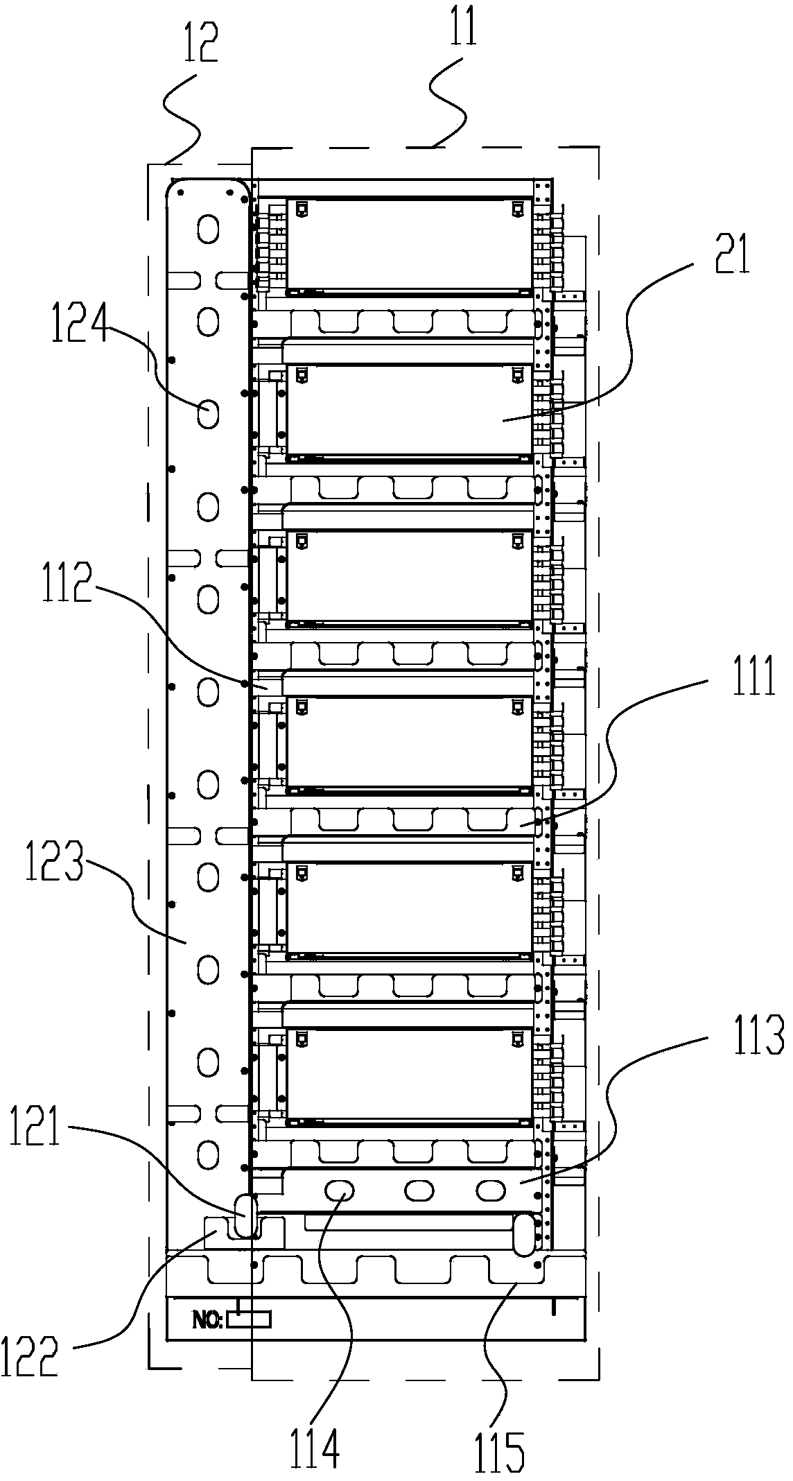 Optical fibre distribution frame and wiring method in optical fibre distribution frame