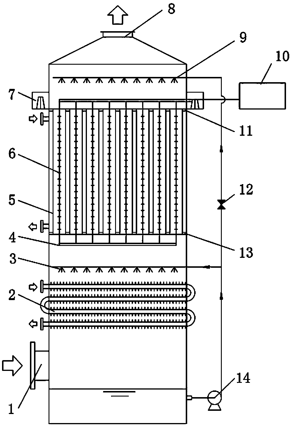 Efficient wet type electric dedusting and purifying device and method for smoke obtained after wet desulphurization