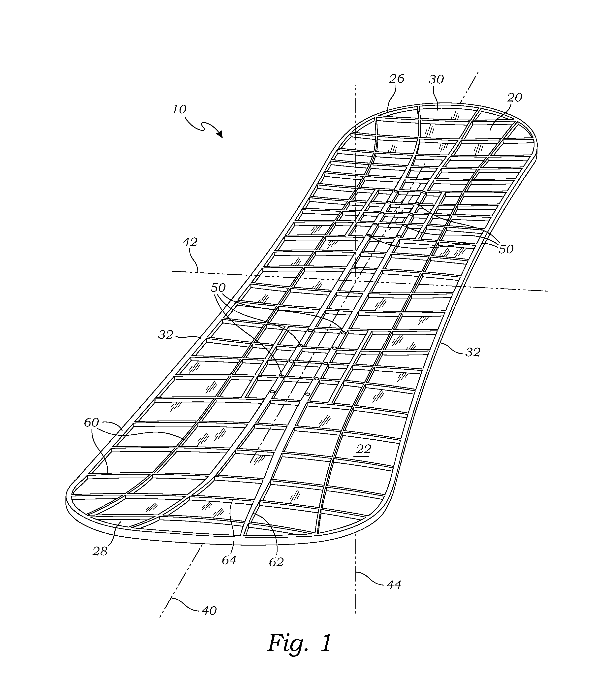 Rib-stiffened sports board