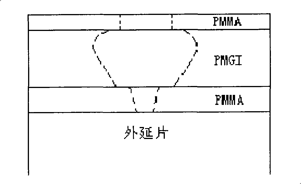 Method for producing transistor T type nano grid using once electron beam exposure