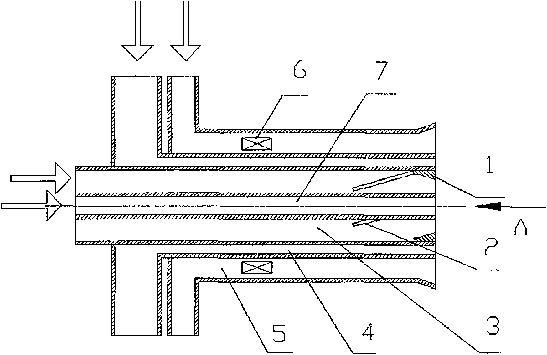 Vortex combustor of coal fines circumferential direction concentration sectional stopping whorl