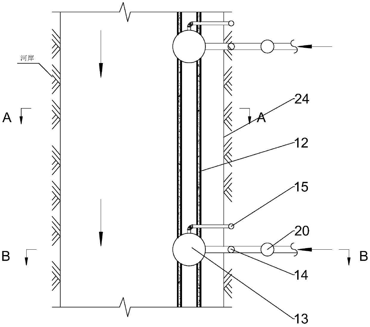 Prefabricated assembly type grating energy dissipation inspection well and sewage system suitable for being laid in riverway