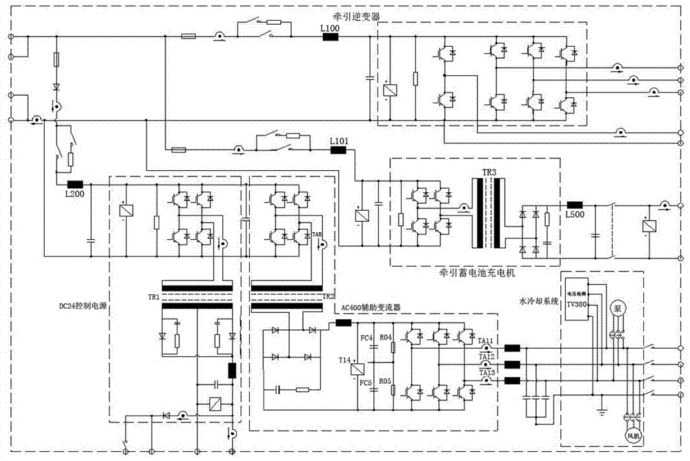 Electric transmission system of low-floor light rail vehicle