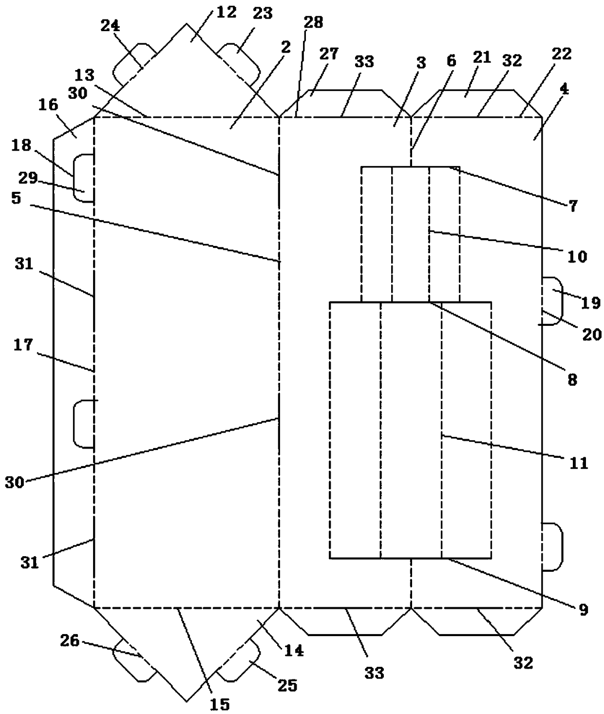 A four-sided or hexagonal cushioning box without adhesive