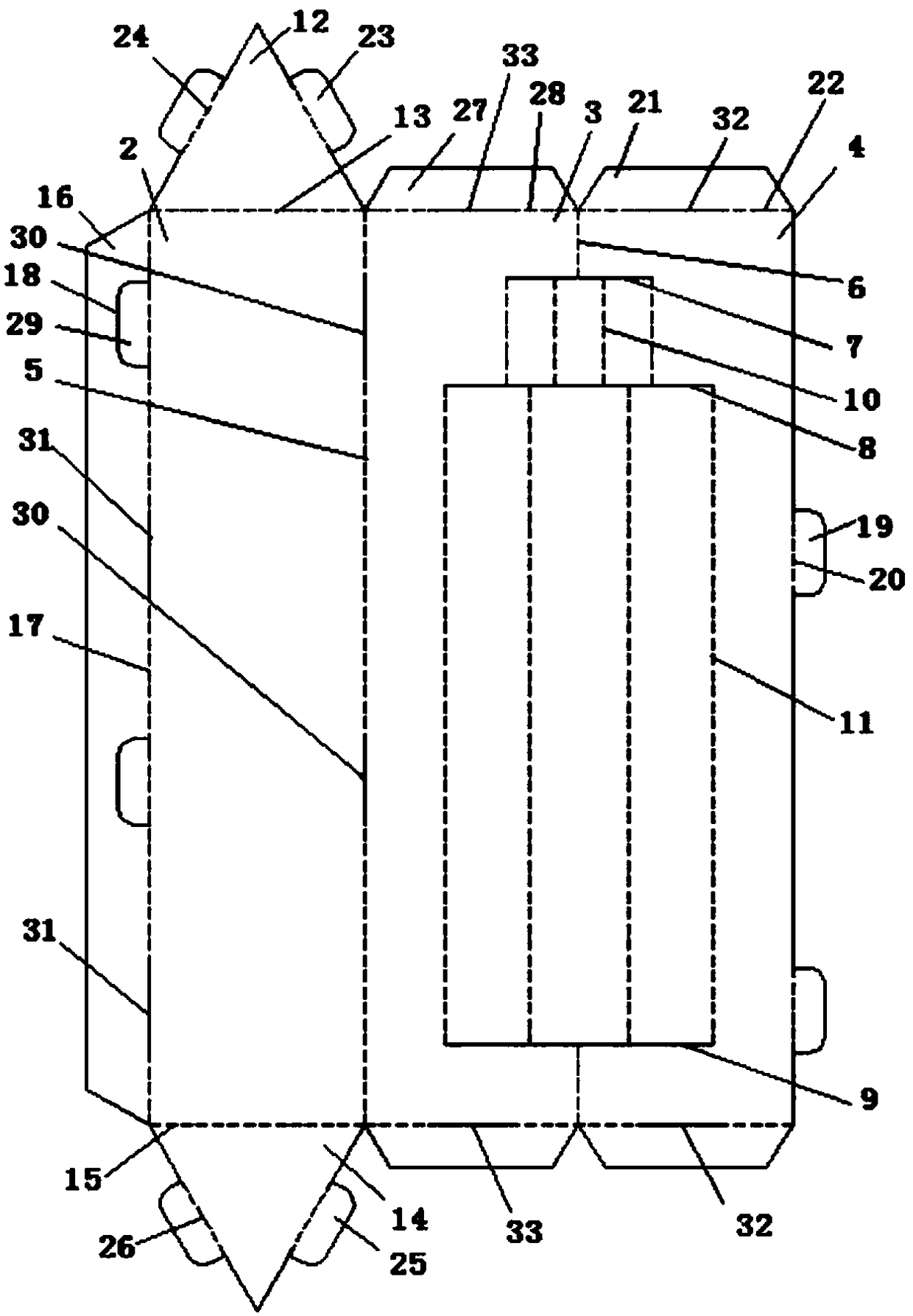 A four-sided or hexagonal cushioning box without adhesive