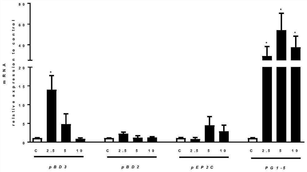 Application of deoxyshikonin in preparation of host defense peptide expression promoter