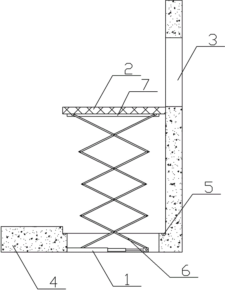 Storage lifting platform of service lift