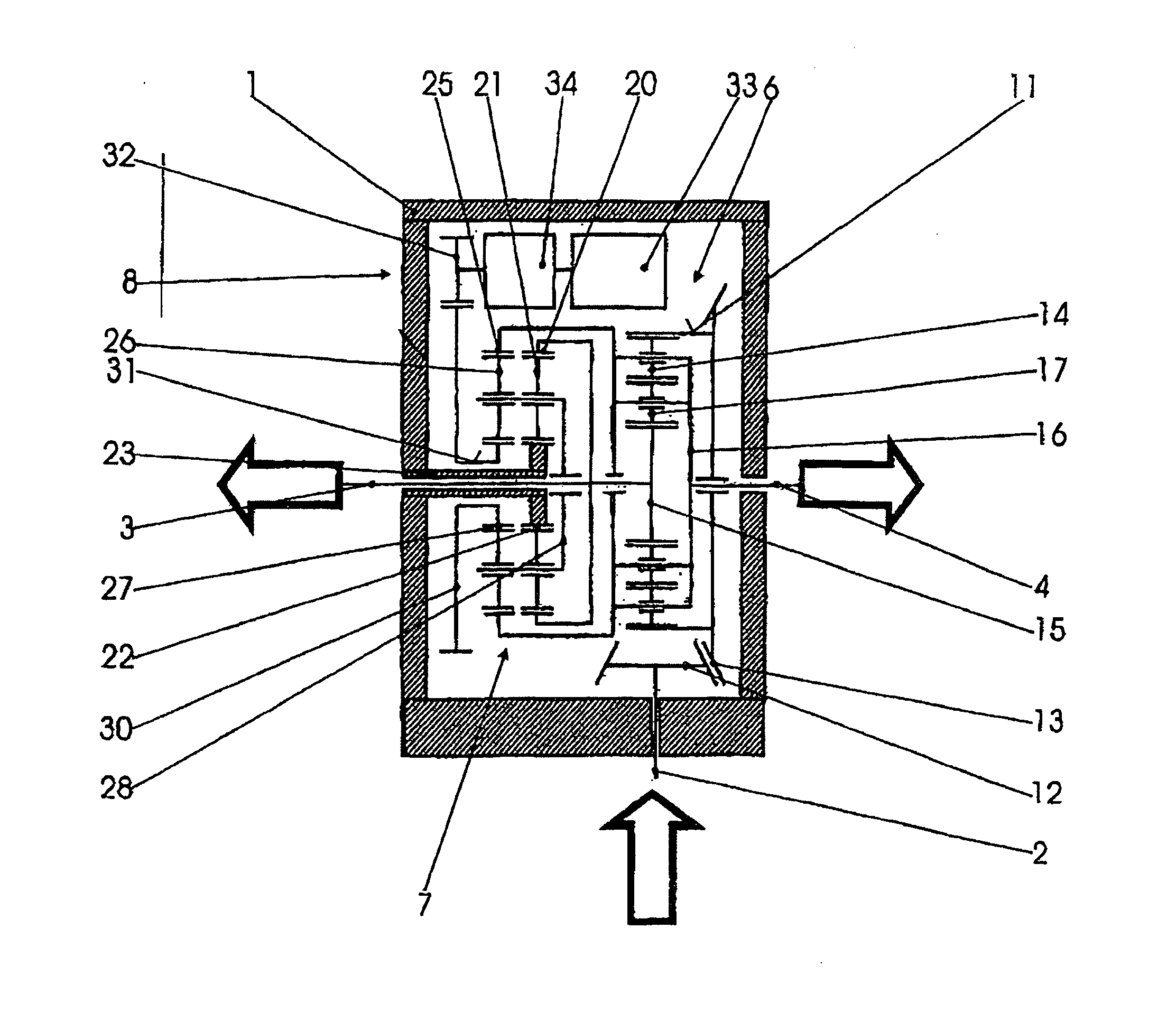 Differnttal gearing unit with controllable torque and rotational speed distribution