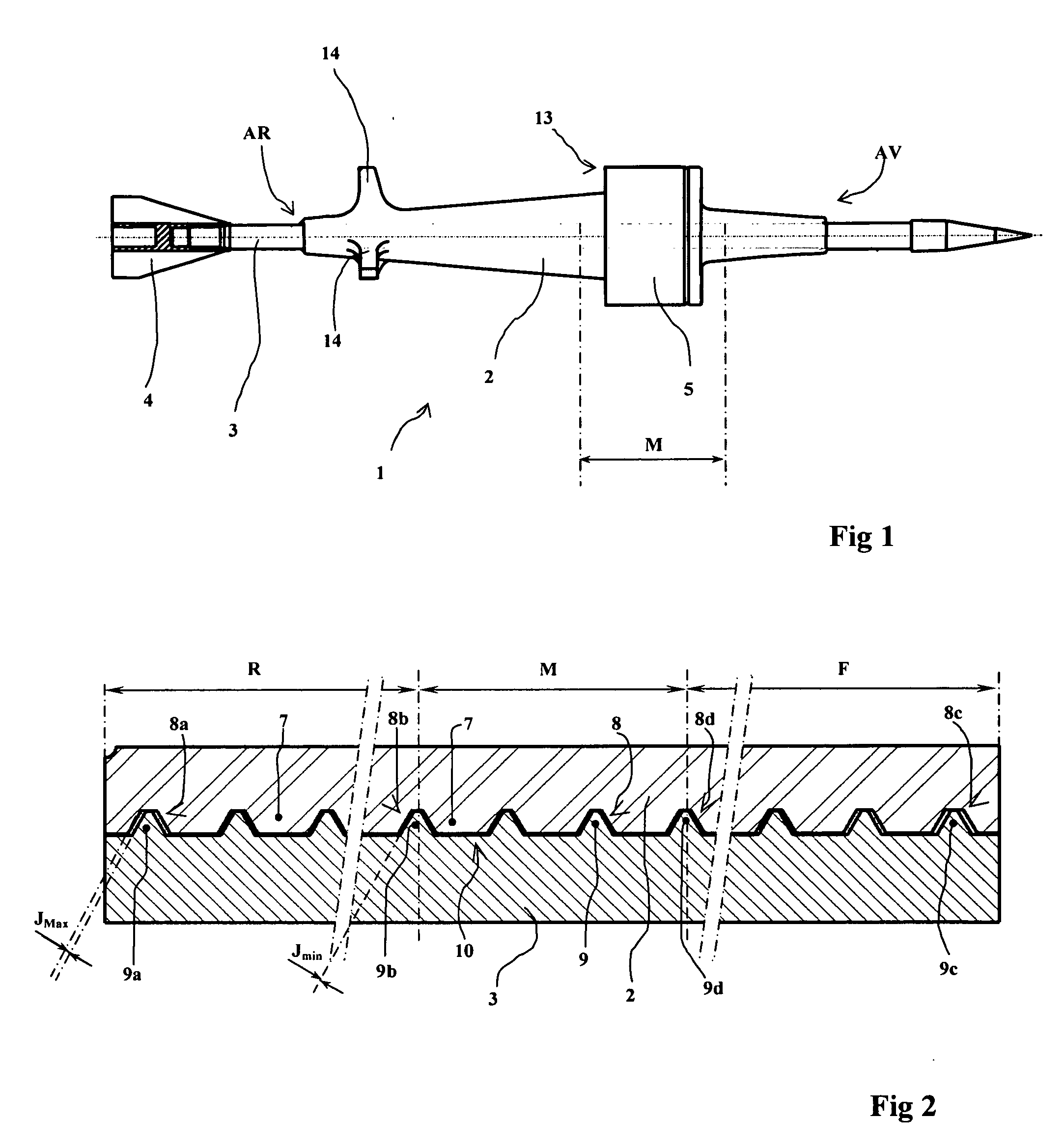 Sub-calibre projectile of the fin-stabilised type incorporating a sabot and a penetrator