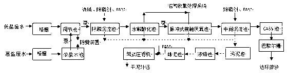 Treatment process for tuber mustard waste water