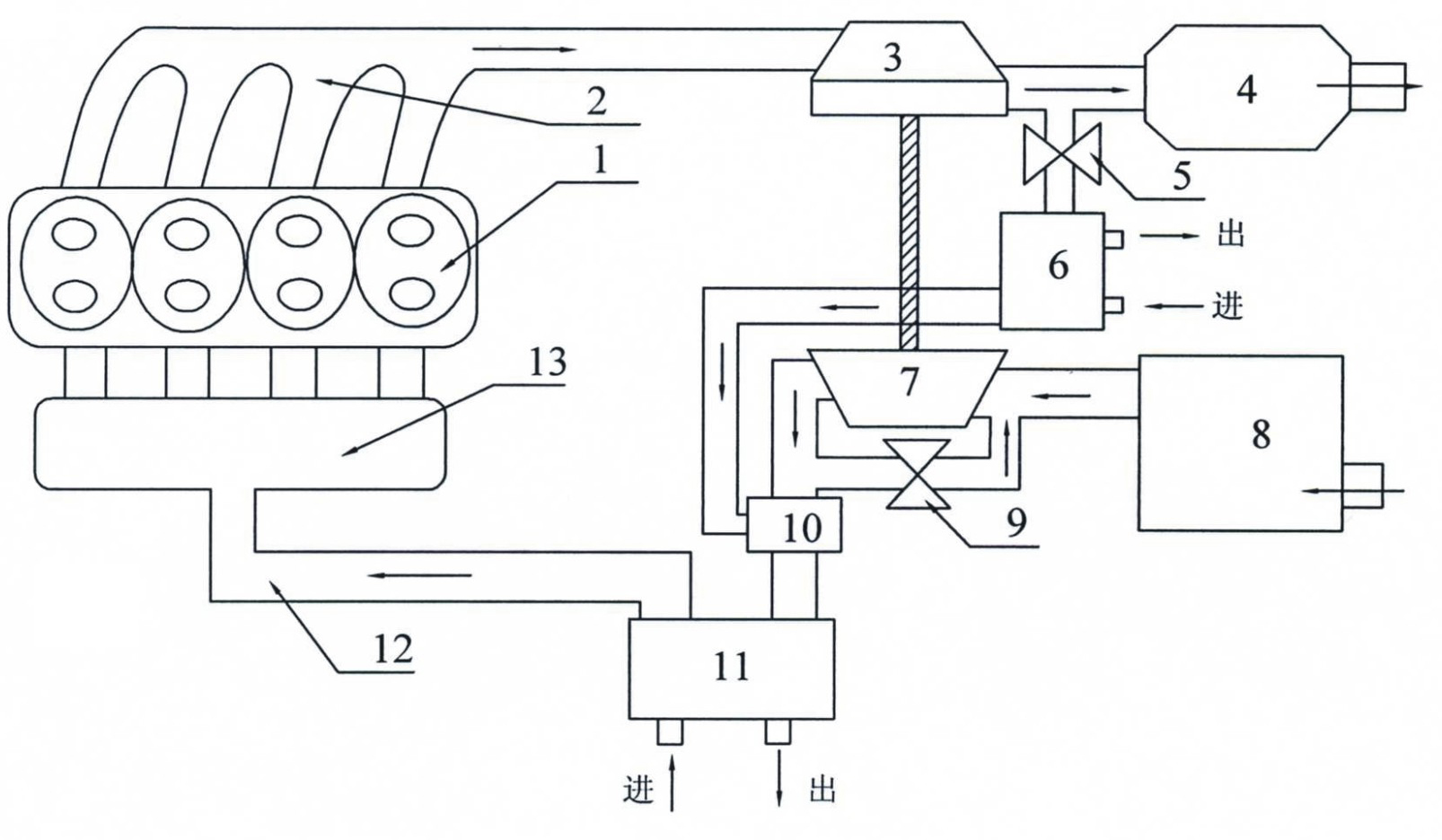 Low-pressure exhaust gas recirculation system for diesel engine