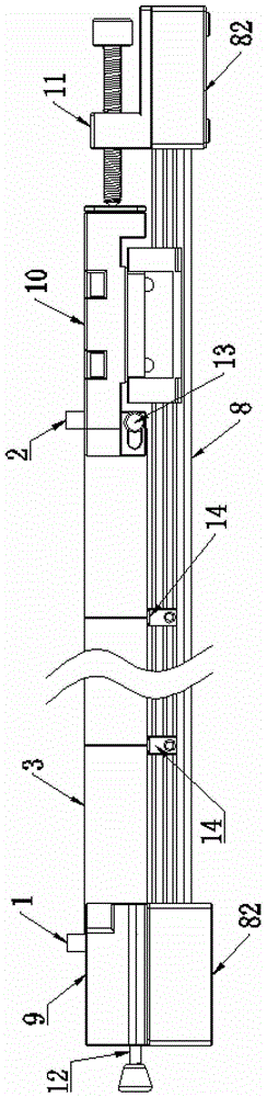 Splicing and fixing structure of block gauge and device adopting the structure