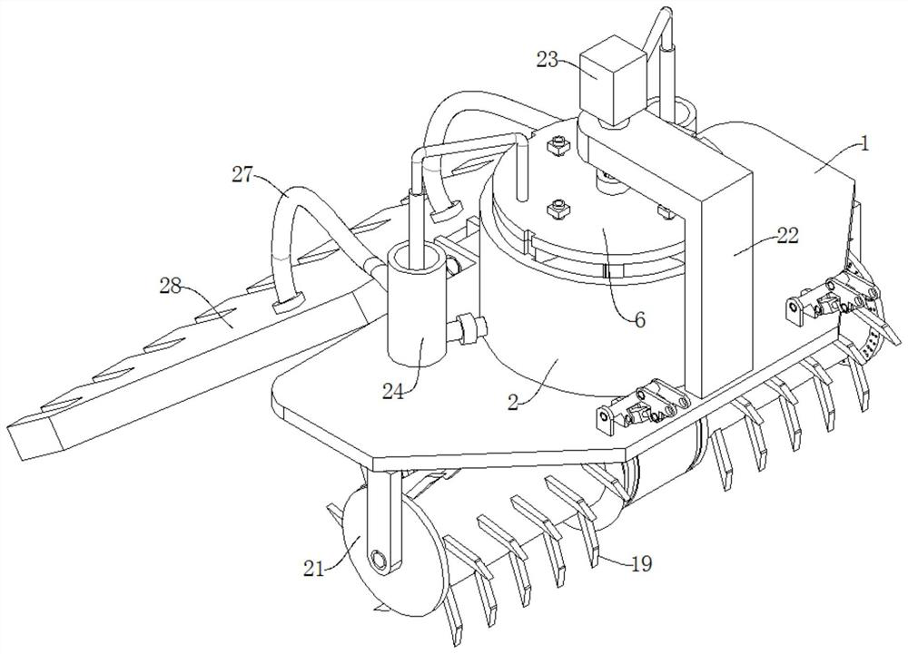 Weedy rice spring ploughing and deep ploughing prevention and removal and pesticide spraying all-in-one machine