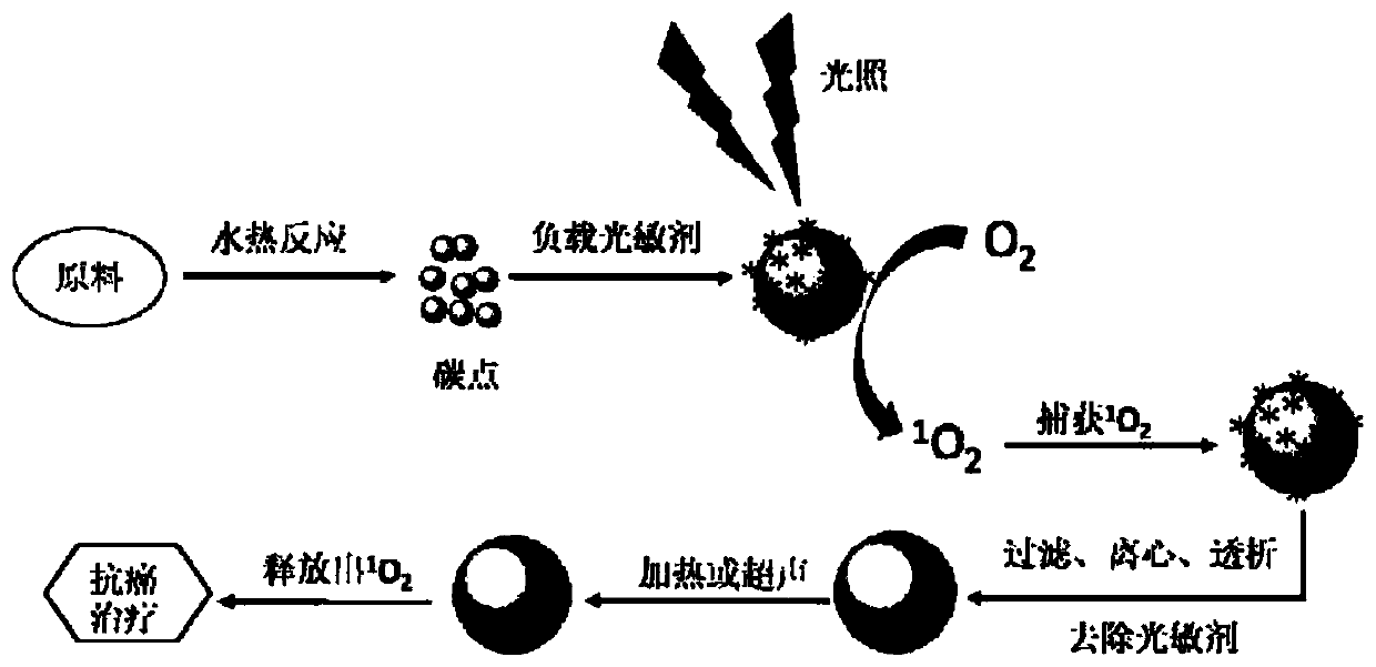 Single oxygen controlled-release carbon quantum dots and preparation method and application thereof