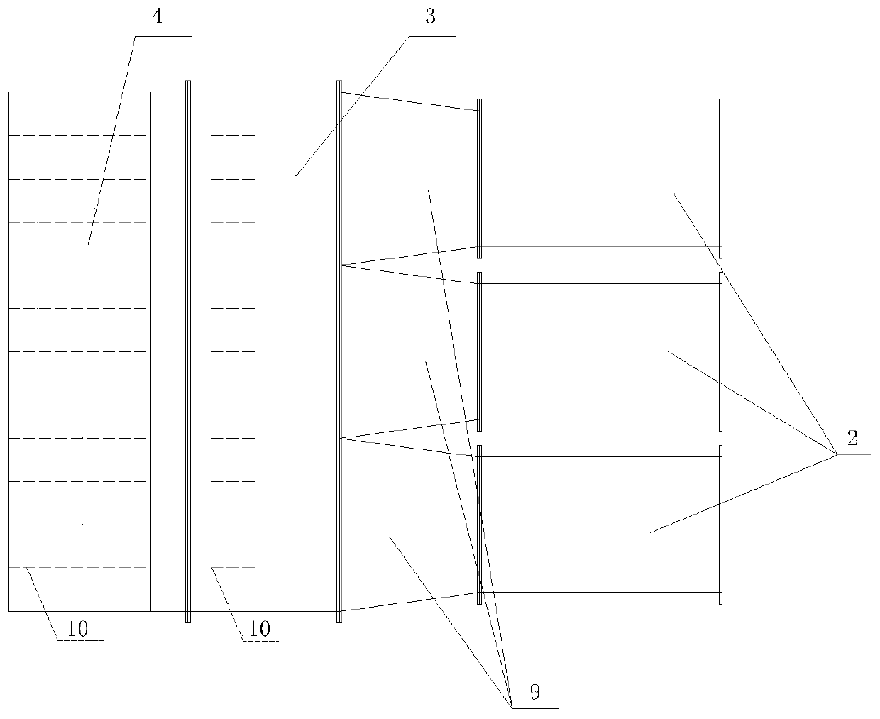 Downburst wake flow section wind field simulation device