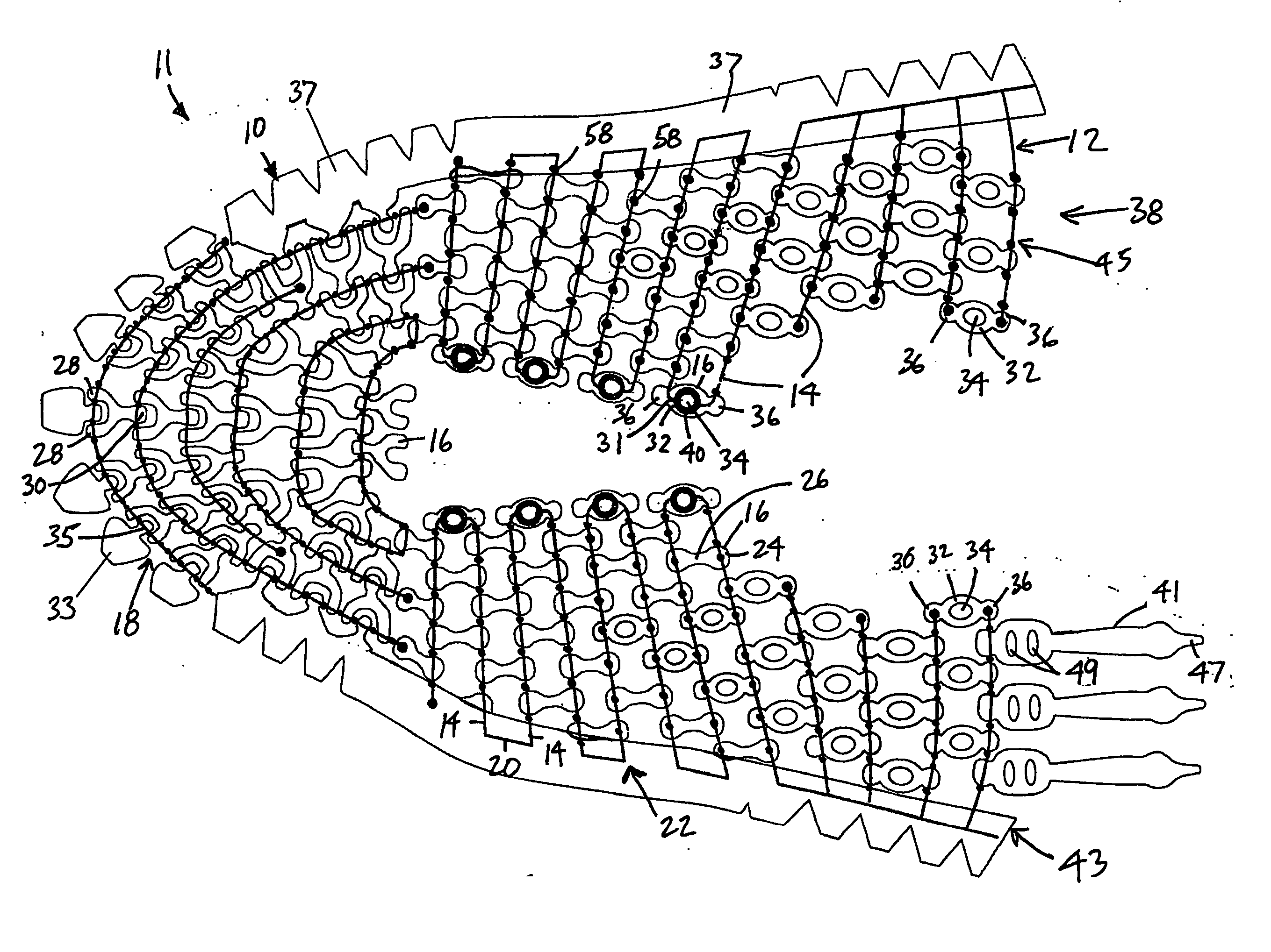 Material formed of multiple links and method of forming same