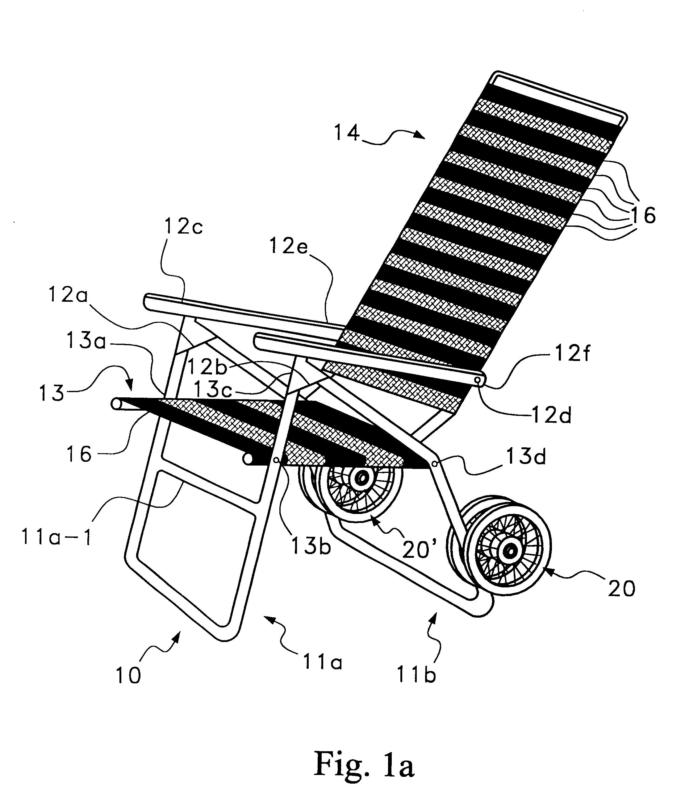 Assembly for converting a folding aluminum beach chair into a wheeled cart for toting beach items and the like