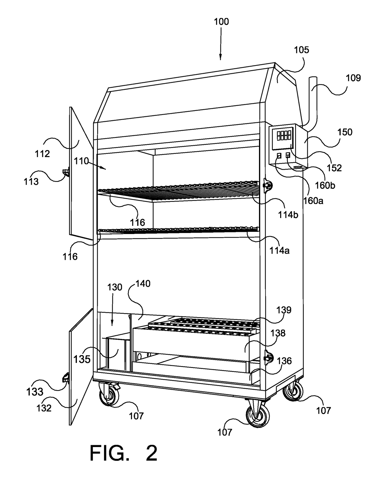 Vertical smoker and cooker for food