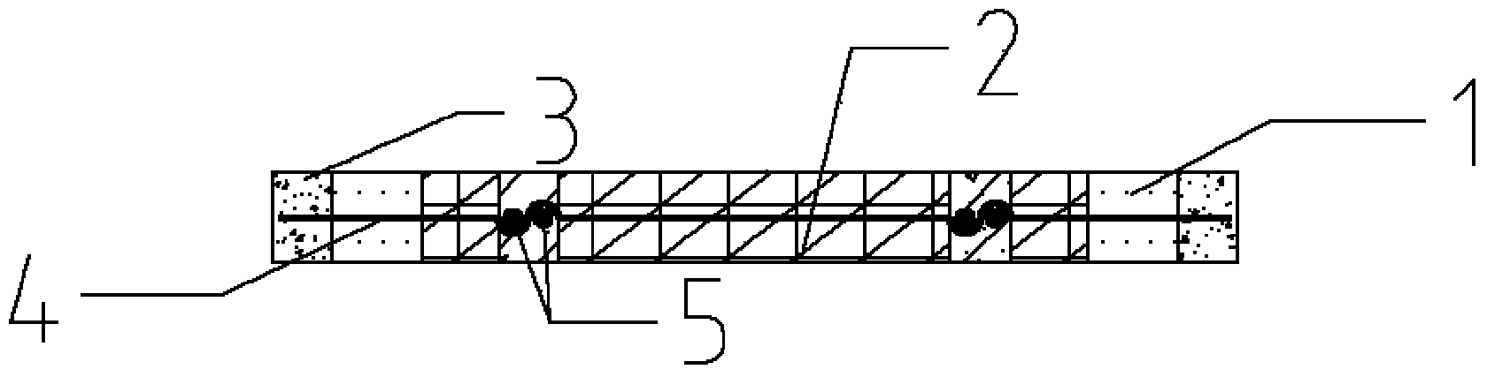 Filler wall with herringbone ladder rebars inlaid and construction method of filler wall