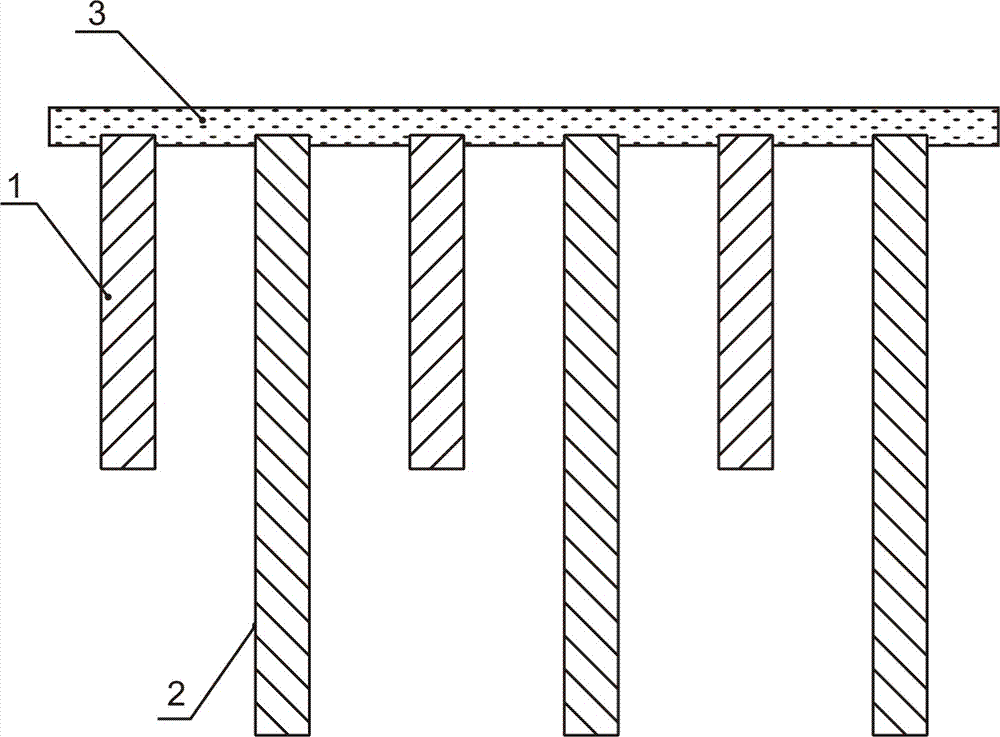 Gravel pile and plain concrete pile combined composite foundation