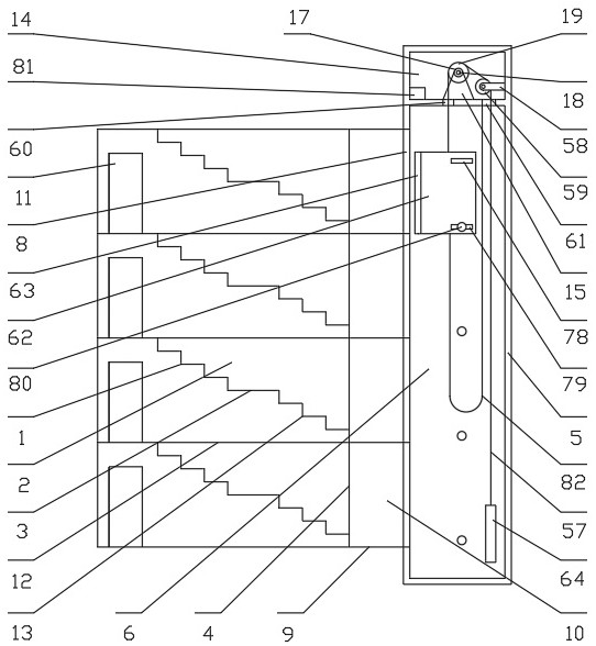 Economical elevator additionally arranged outside building