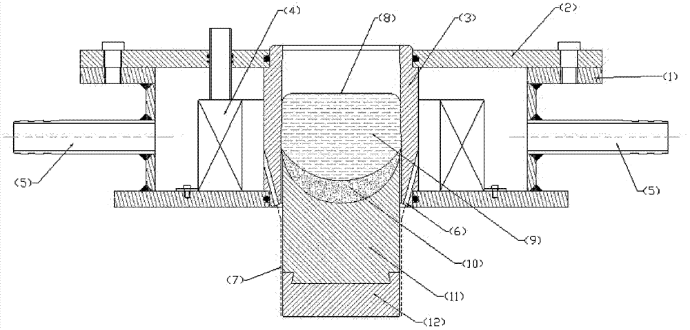 Auxiliary semi-continuous casting crystallizer for low-frequency pulsed magnetic field of magnesium alloy and application thereof