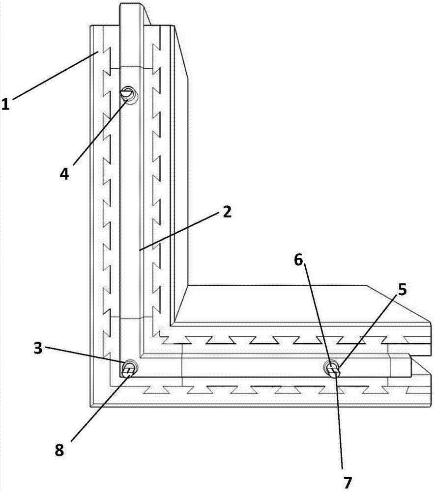 Sandwiched heat preservation L-shaped composite wall body with lead pipe-coarse sand energy-dissipation damping keys and construction method