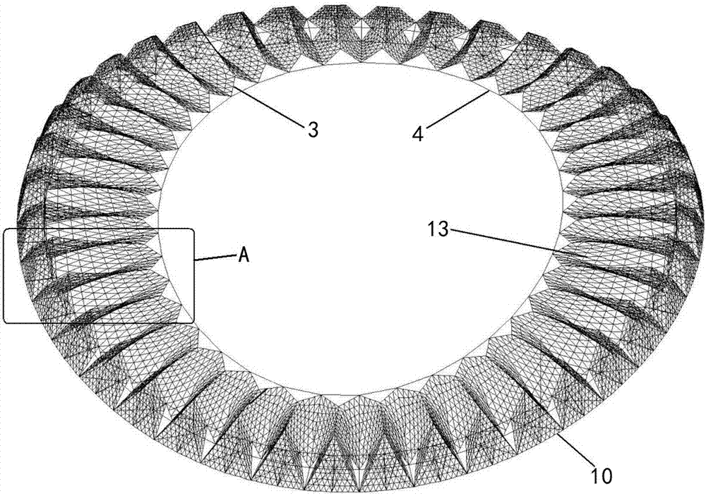 Integrated tension cable-diaphragm structure of back cable open type and construction method thereof