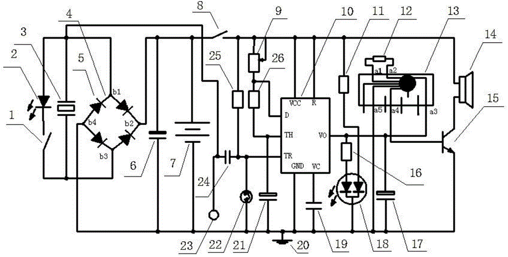 Multi-touch piezoelectric warning circuit