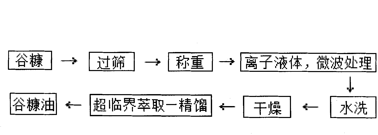 Method for extracting rice bran oil by using ionic liquid and supercritical carbon dioxide (CO2)