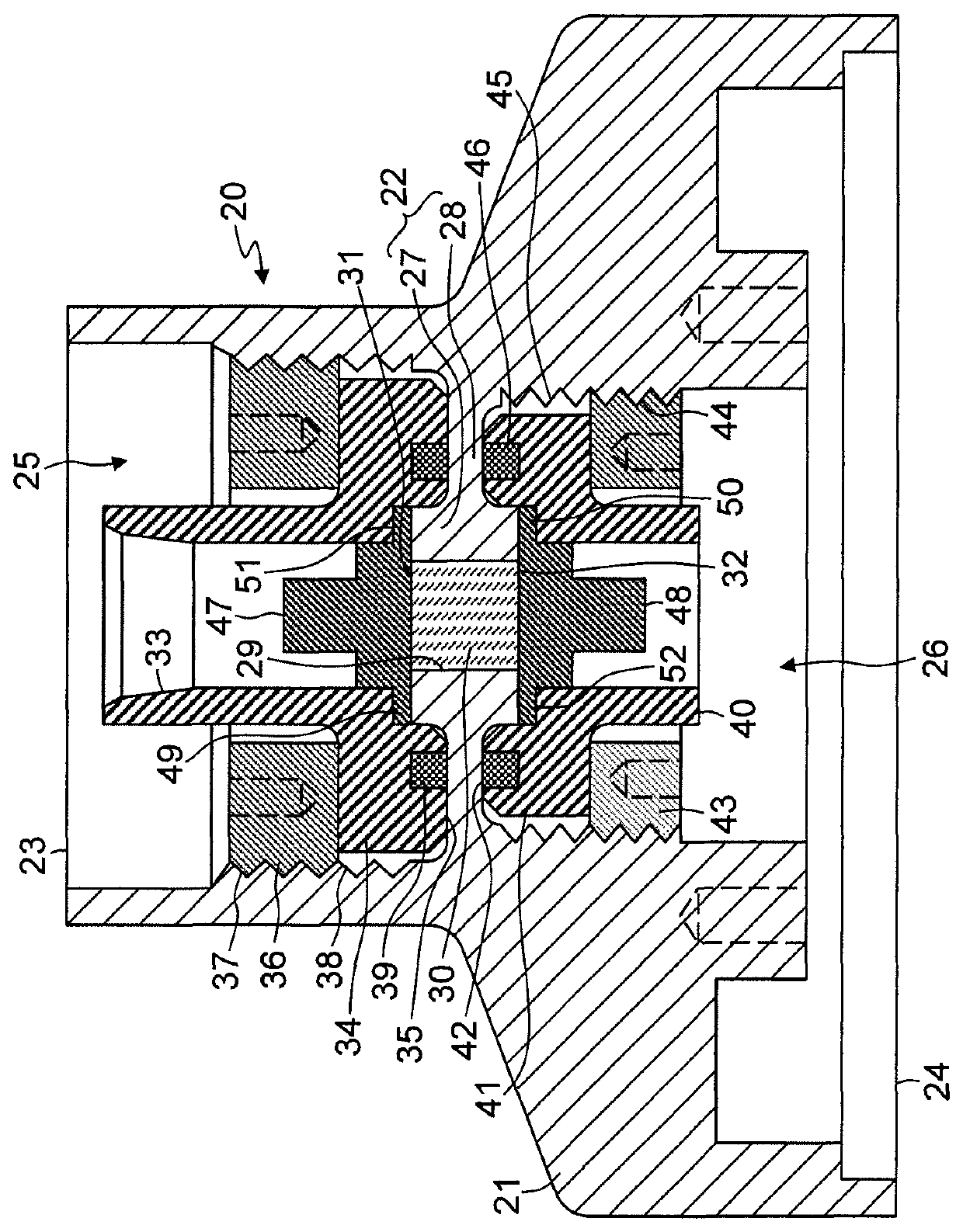 Housing part for a measurement device having a microwave-permeable glass or ceramic window