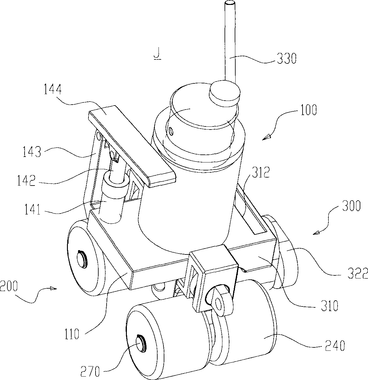 Hydraulic unit, castor assembly and container moving device and method