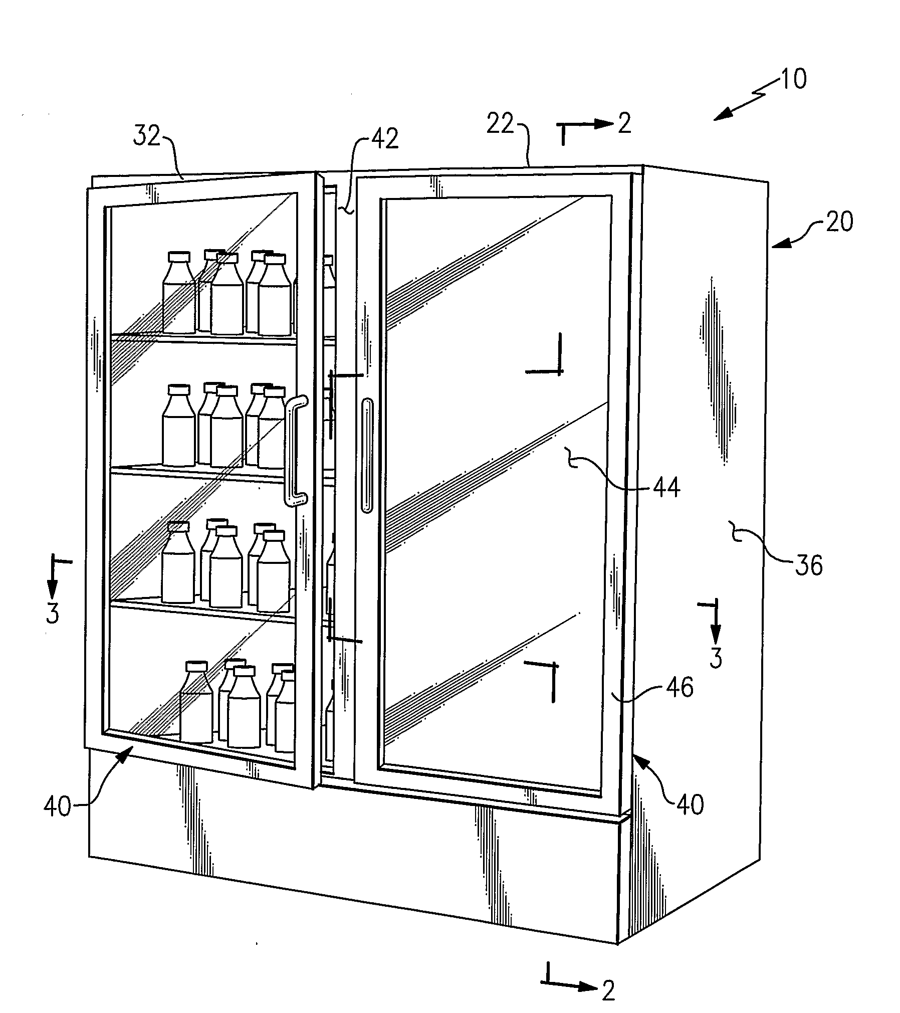 Multiple Door Display Merchandiser With Lighting Enhancement